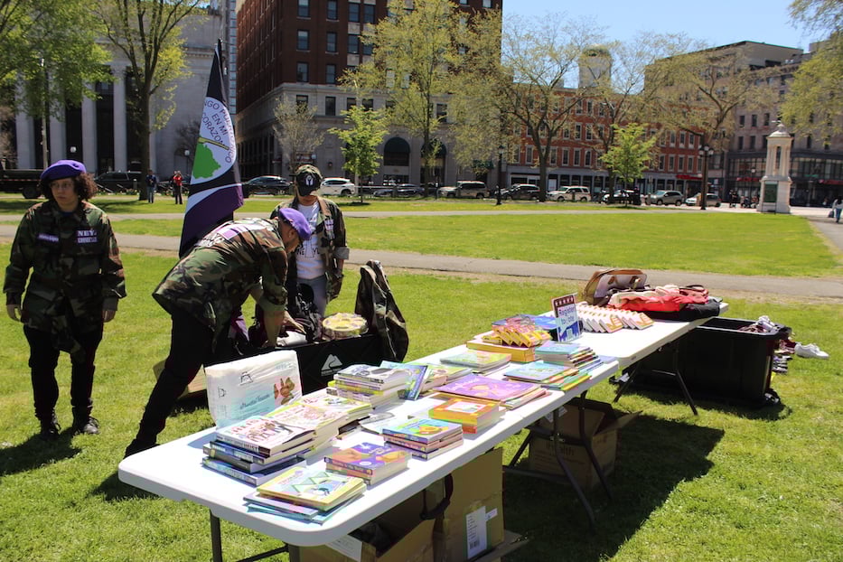 Among their spread of mutual aid items were children_s books, rapid Covid tests, and clothing and shoes