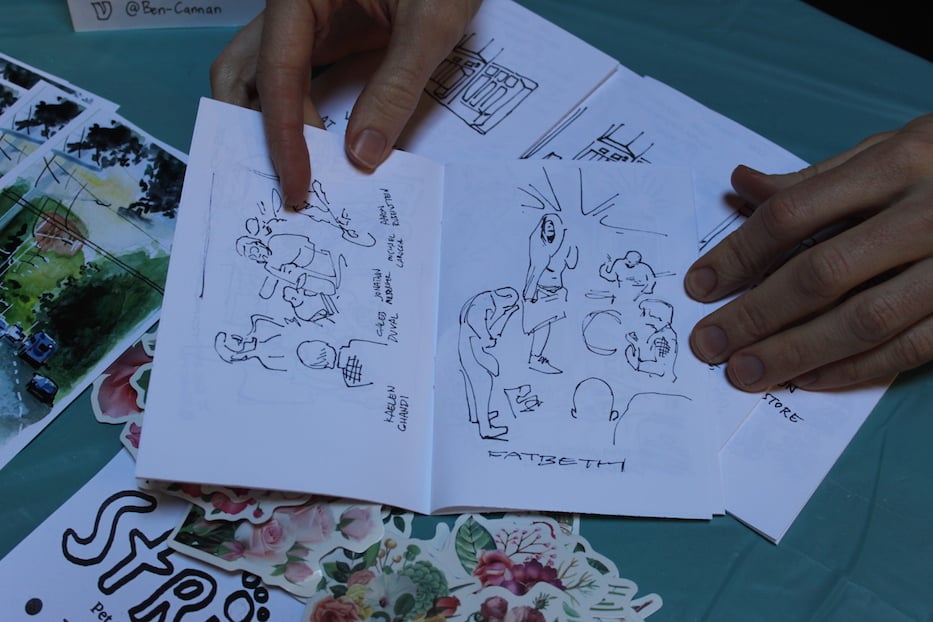 Ben Cannan_s zine, which he described as a love letter to Never-Ending Books in New Haven. It features live drawings of various music performances that have taken place in the bookstore
