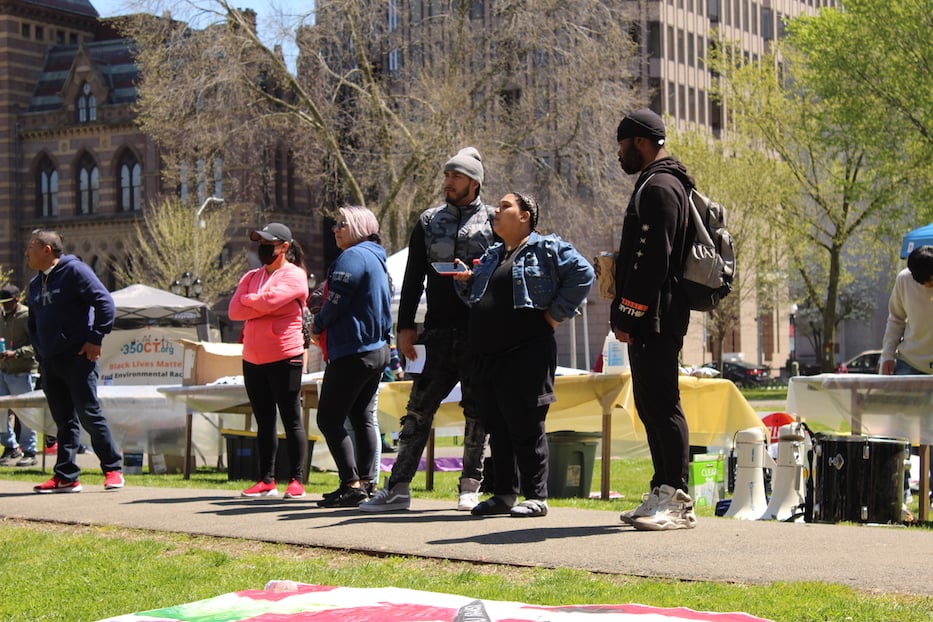 People flocked to the Green for the performance