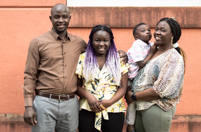Community Leaders Azhar Ahmed and Fouad Dagoum, with their daughter Lameese and son Kutti outside IRIS, photo by Rachel Peet