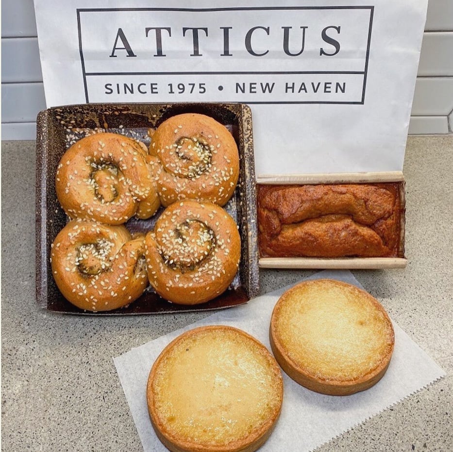 The sampler package provided to viewers at home included za'atar rolls and keyk kadoo from Sanctuary Kitchen and a honey tart from Huneebee Project. Photo courtesy of Atticus Market.