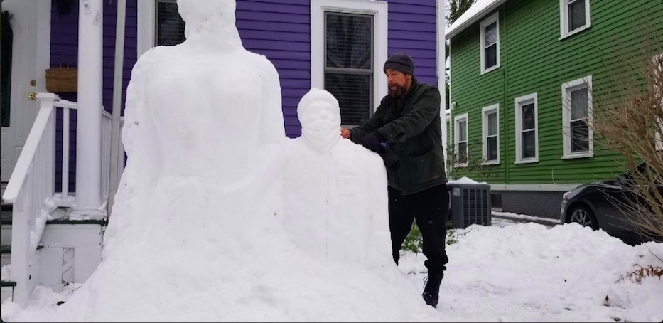 Snow Sculptor Spreads A Public Health Message