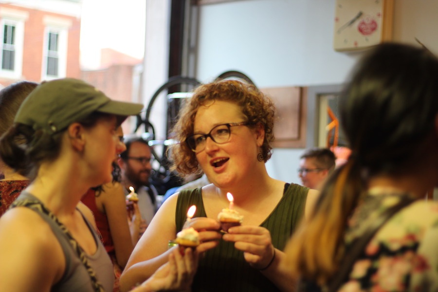  Honorary Chainbreaker Elizabeth Nearing mingles with attendees. Lucy Gellman Photos. 