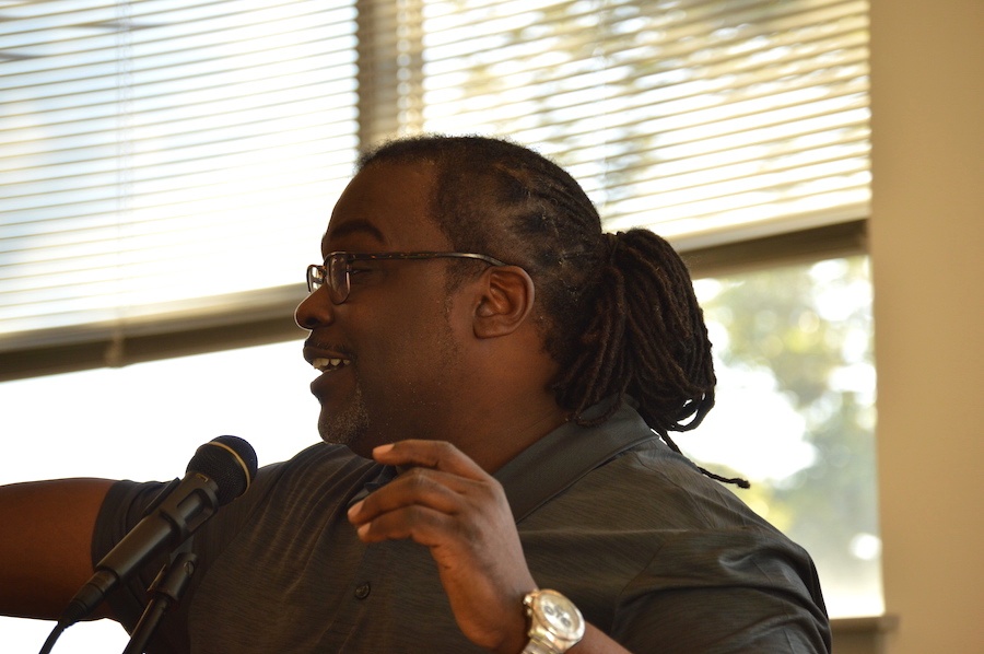 ConnCAT's Steve Driffin flowing from emcee to poet back to emcee. Karen Marks Photos.