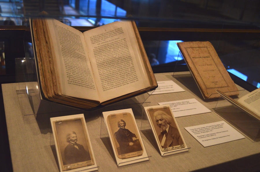Prints of Fredrick Douglass' address at the Beinecke. Karen Marks Photo.