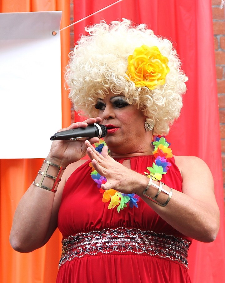  Banks at last year's New Haven Pride Parade, which she emcees each year. David Sepulveda for the New Haven Independent. 