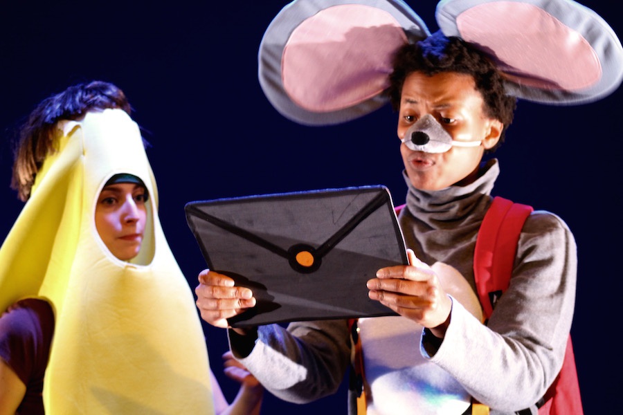 Kineta Kunutu and Caitlin Crombleholme as Morris the Mouse and Balana the Banana in Jenishka Torres' The Unforgettable Friendship.