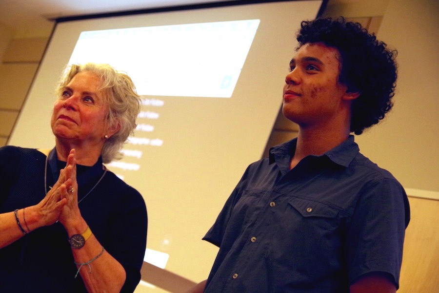 Site Projects Director Laura Clarke with Summer Fellow Anton Kot. Lucy Gellman Photo.