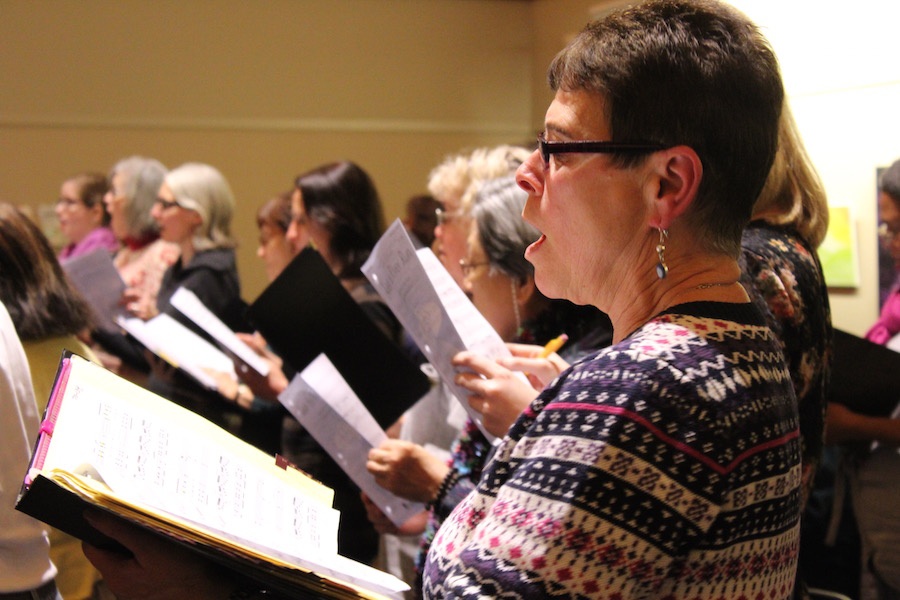  Kathy McManus, with fellow singers. Lucy Gellman Photo.  