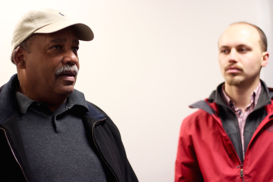  Brak Poitier, with Elias Estabrook in the background. Lucy Gellman Photo.  