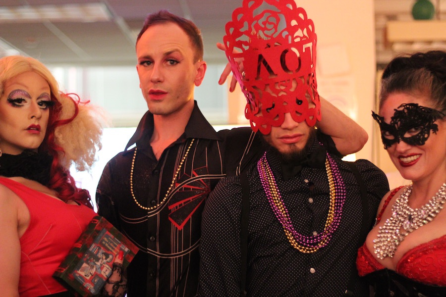 Drag queen Kiki Lucia, Daniel Eugene, Luis Antonio, and Vivian La Flamme.