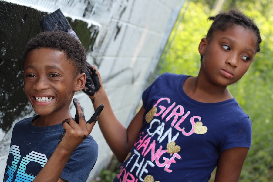  10-year-old twins Ayana and Maquas Baldwin. Lucy Gellman Photos.  