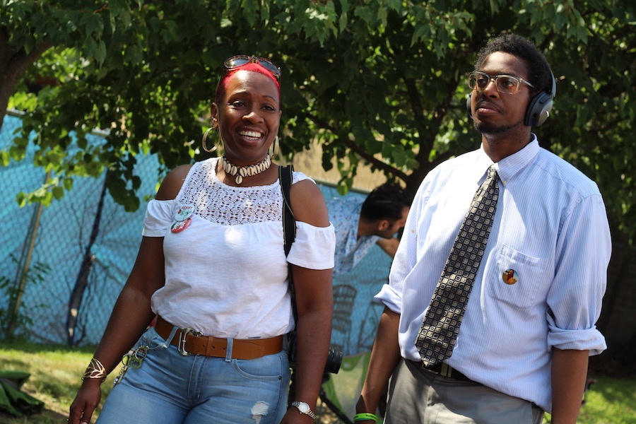 State Rep. Robyn Porter and Hamden City Council representative Justin Farmer, who has tried to make it out to the wall whenever he can.