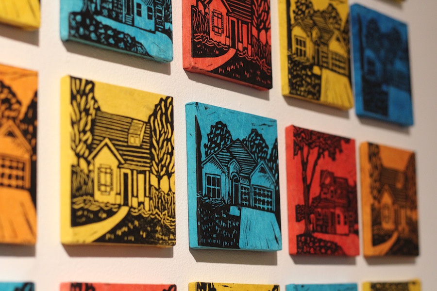 Details from Elizabeth Antle's woodcut series Dream Home.