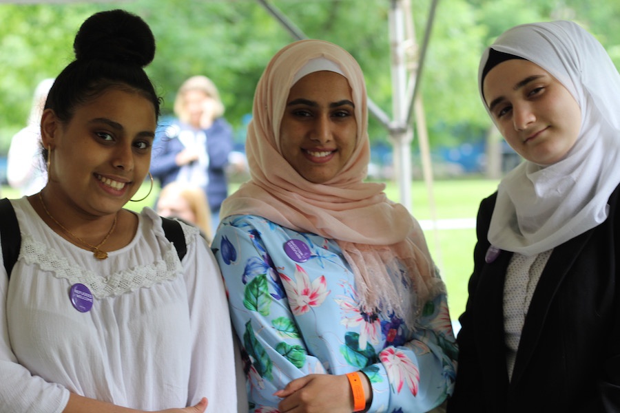 Refugees and friends Reem Asood, Noor Roomi and Nour Al-Zouabi .