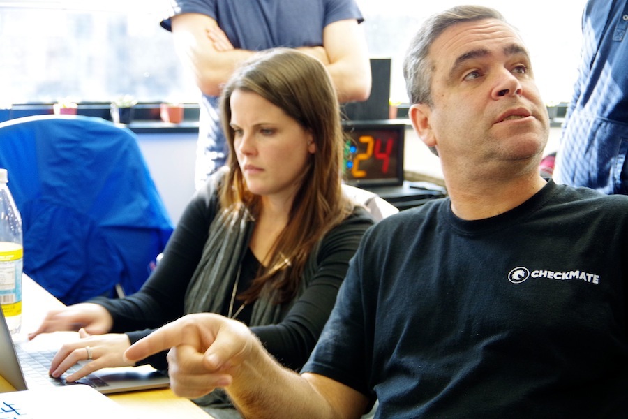  Employees Megan Newlan and John Knight hard at work. 