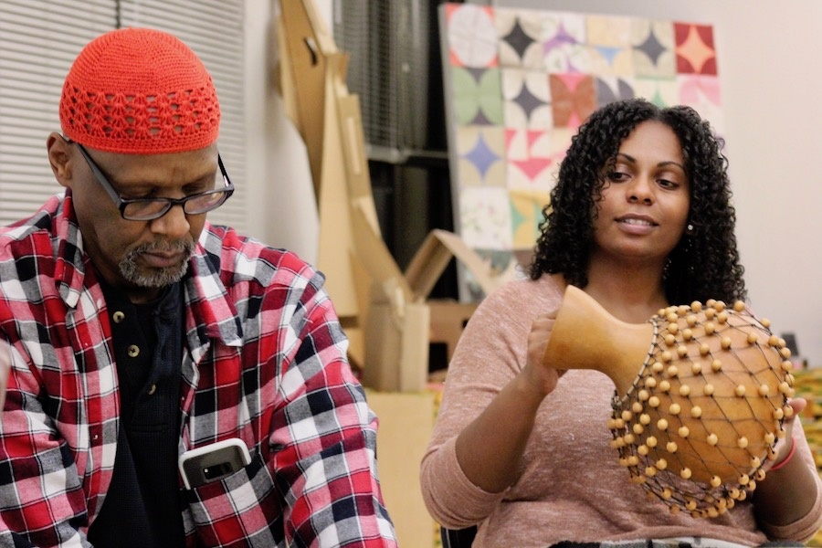  Smith and Marcano. The drum Marcano is holding is the  shekere.   