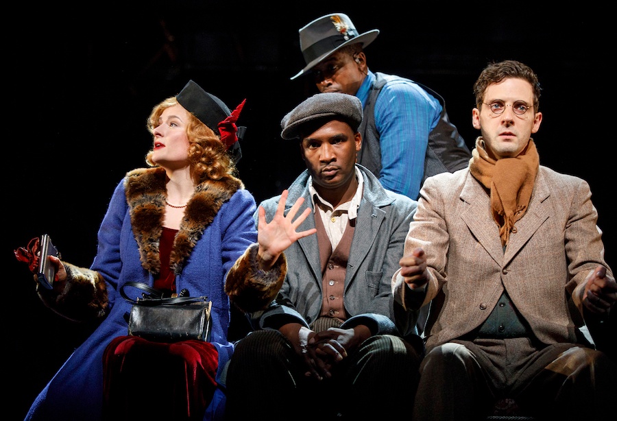 Louisa Jacobson, Jerod Haynes, Jason Bowen (back), and Joby Earle in Native Son by Nambi E. Kelley, adapted from the novel by Richard Wright, directed by Seret Scott. Photo by Joan Marcus, 2017.