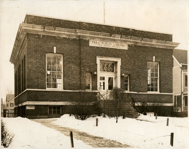 The original branch building, smaller than the expanded version that now sits at 182 Grand Ave. NHFPL Photo.