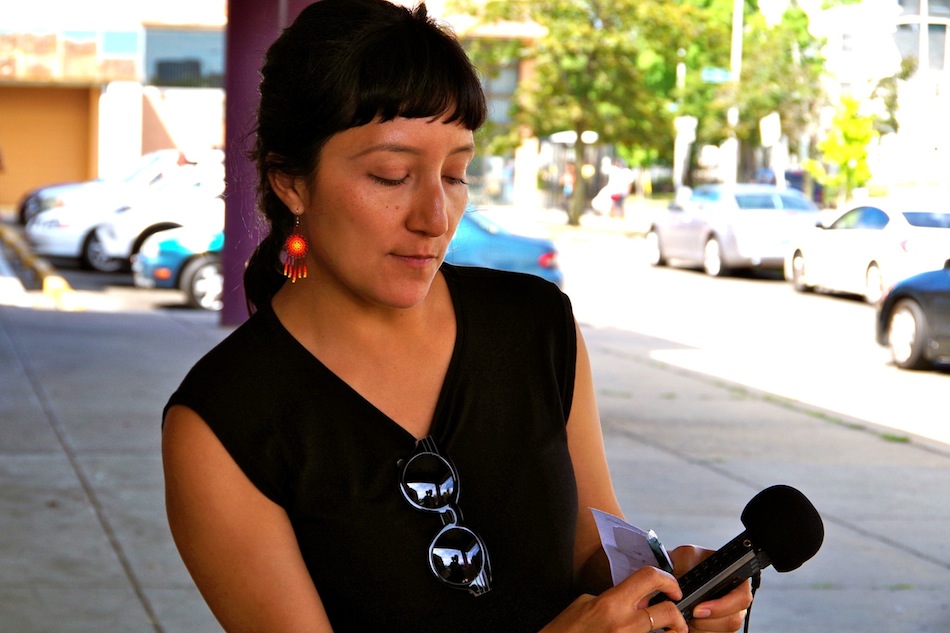  Gaspar outside of the Stetson Library, where she held classes on audio recording in late August. Lucy Gellman Photos.  