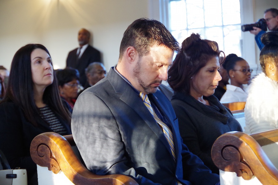  Brown urged meditation and silent reflection during the first moments of the service. Lucy Gellman Photo.&nbsp; 