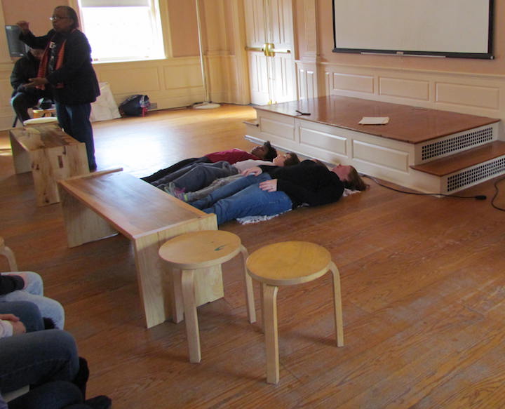 “Closer, closer, closer! Arms to the sides! Oh, no—you can’t lie on your side.” Amy Durbin Photo.