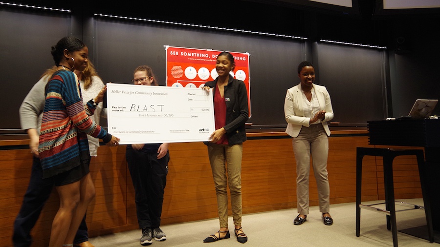 Patricia Cooke and Te'a Gray accept the Heller Prize for Community Innovations.