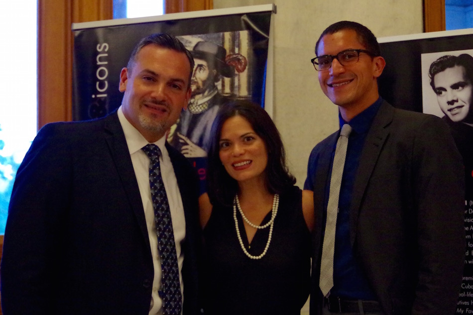 Candelaria, with Ingrid Alvarez-DiMarzo and another member of the Hispanic Federation.