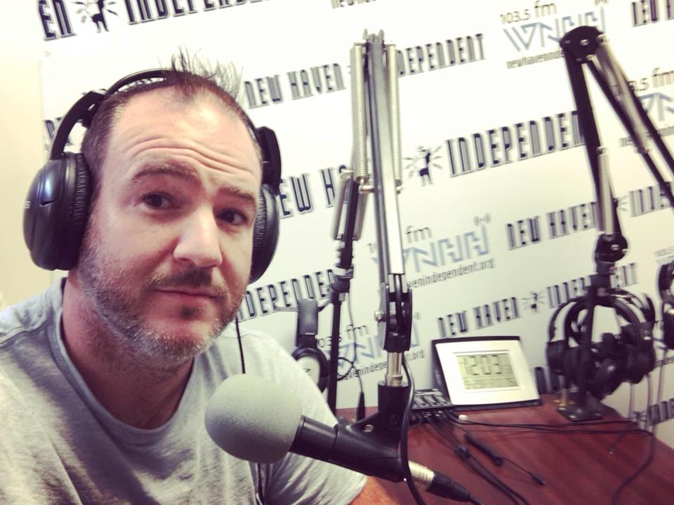 Cashman in the WNHH Radio Studio. Lucy Gellman Photo.