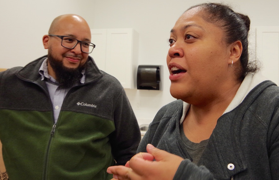 Mendez: A center for the arts? Her husband Chris Peralta is in the background.