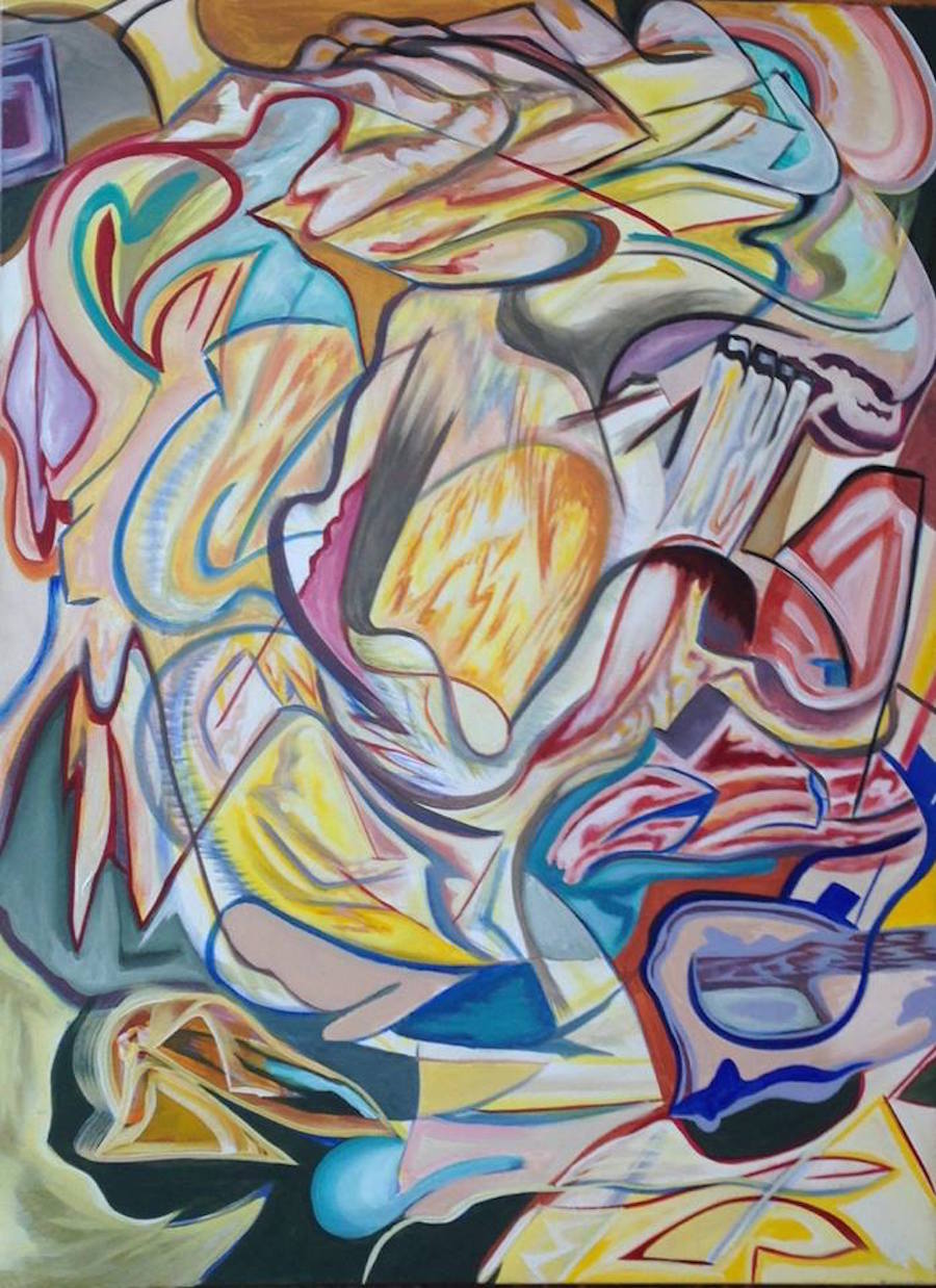 Meant. Acrylic and spray paint, 3 x 4 feet. Photo courtesy of the artist.