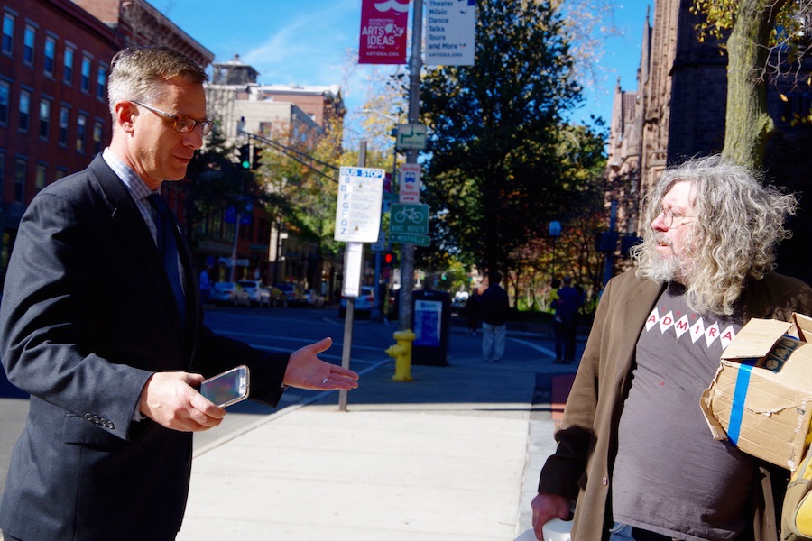  Public art, or public indecency? Saunders and Pinto face off.  