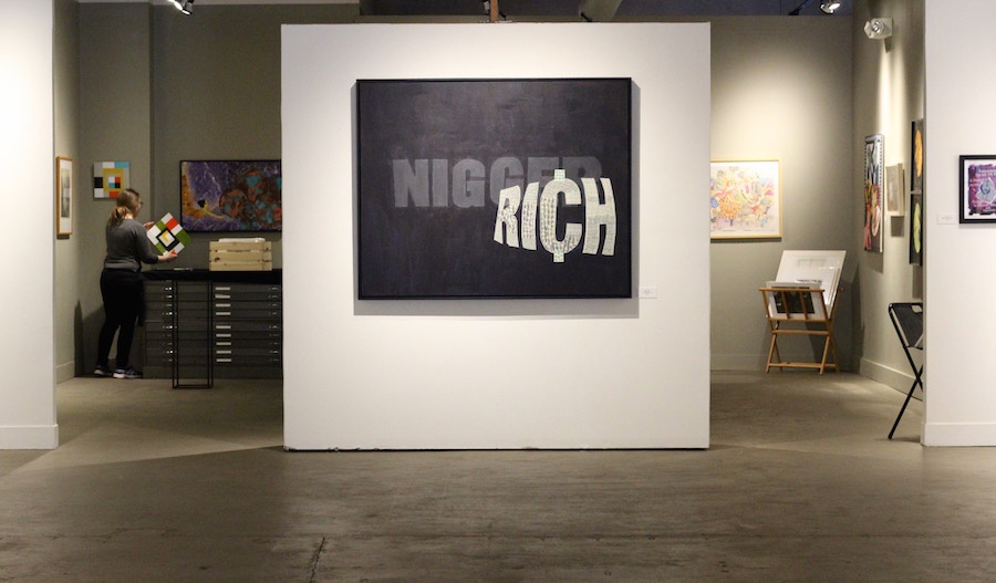 Nigger Rich I sits at the center of the gallery, on a freestanding wall. Lucy Gellman Photo.