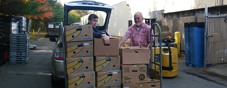  Martin's son on a food rescue mission. Food Rescue U.S. Photo.  