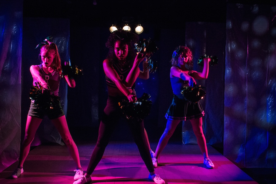 Rachel Kenny, Courtney Jamison and Marié Botha as cheerleaders Debbie, Megan and Bailey. Photos courtesy Yale Cabaret.
