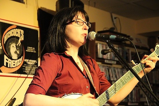 Lys Guillorn performs at Best Video during Best Video's Late Nite Double Feature Show, a benefit held in 2015.