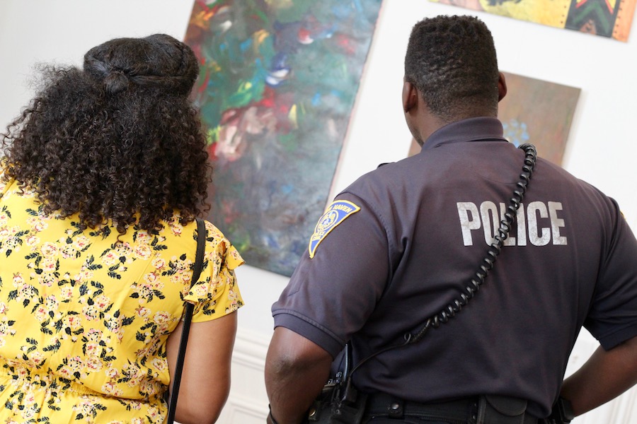“I went from never showing my work to just … putting it out here,” said UNH student Naomi Gashaw. “If Cleveland hadn’t given me the opportunity, I wouldn’t have done it. It let me cross over into being an artist.” Lucy Gellman Photos.