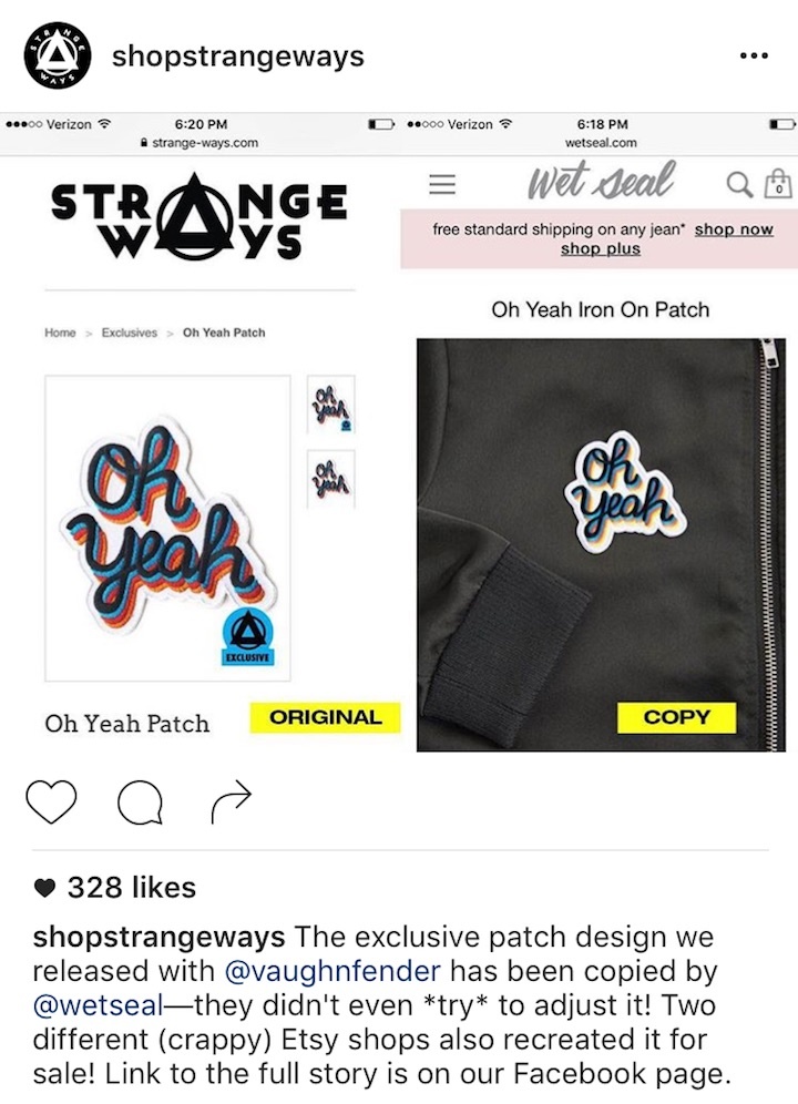  The 'Oh Yeah' pin that was ripped off in 2016. Strange Ways Instagram Photo.  
